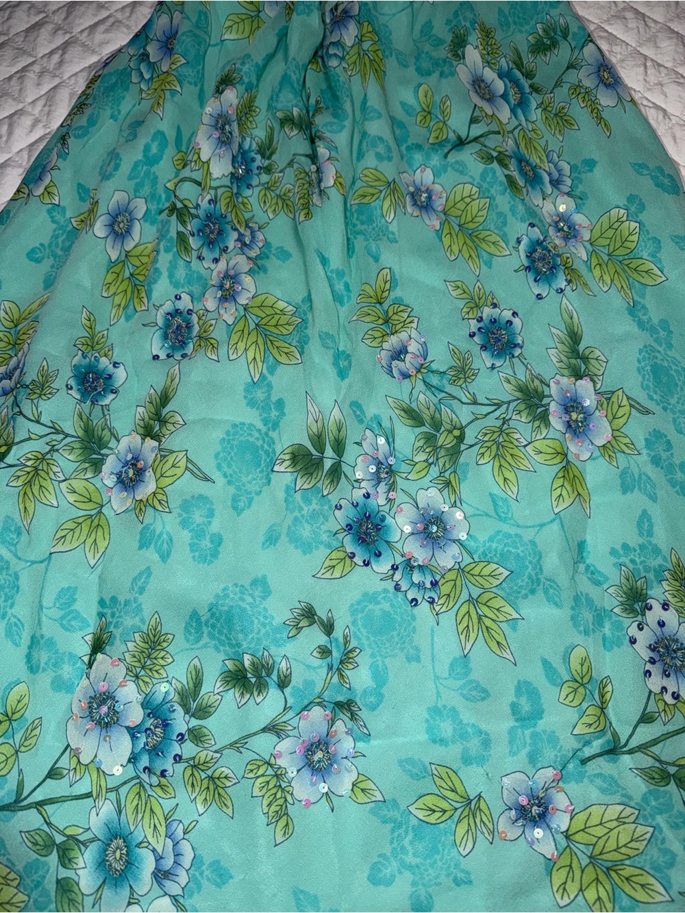 Vintage Floral embellished Skirt 100% Silk
